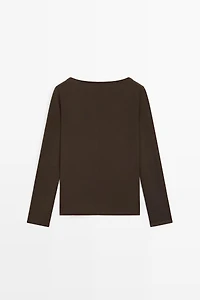 Long Sleeve Boat Neck T-shirt