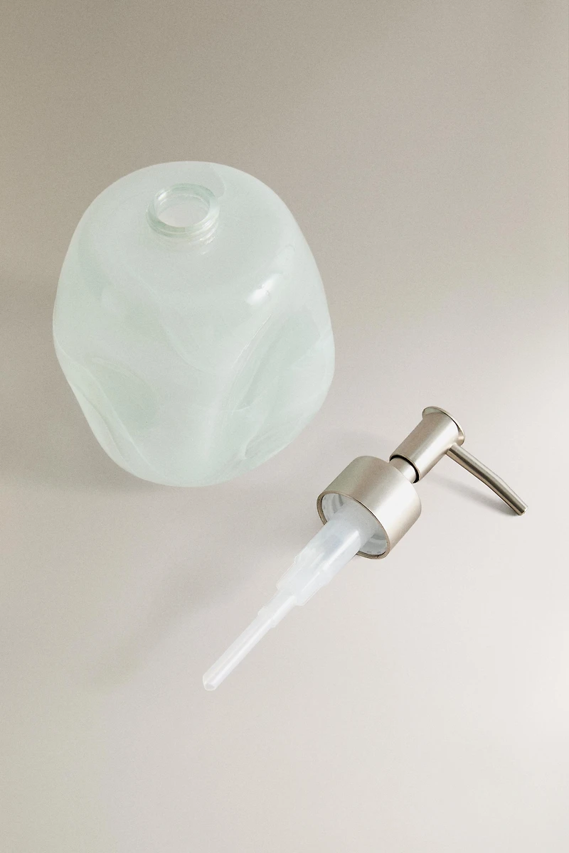 SHADED GREEN GLASS SOAP DISPENSER