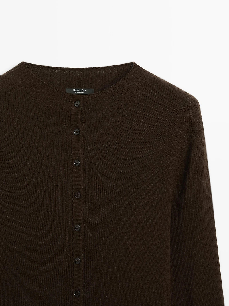 Ribbed wool blend cardigan