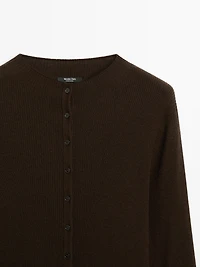 Ribbed wool blend cardigan