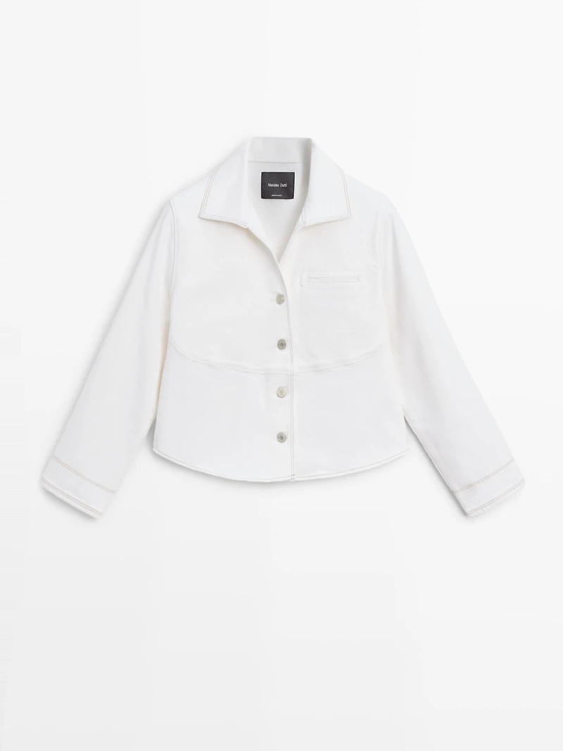 Denim jacket with contrast seam