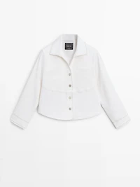 Denim jacket with contrast seam