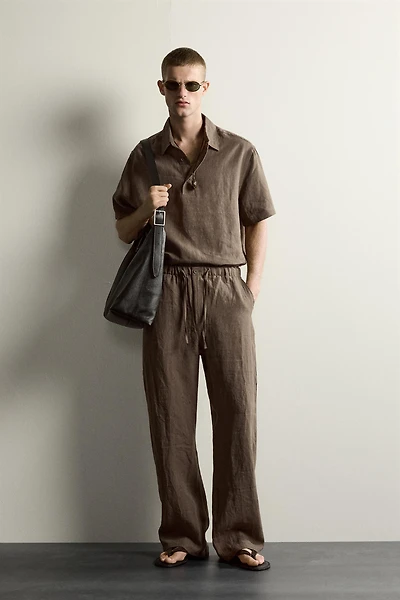 100% LINEN BOXY FIT POLO SHIRT