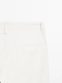 Lightweight tapered fit denim-effect trousers