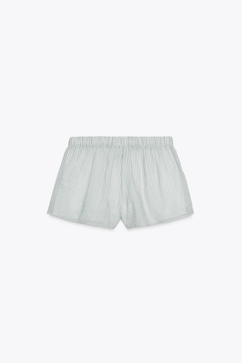 STRIPED GAUZE PAJAMA SHORTS