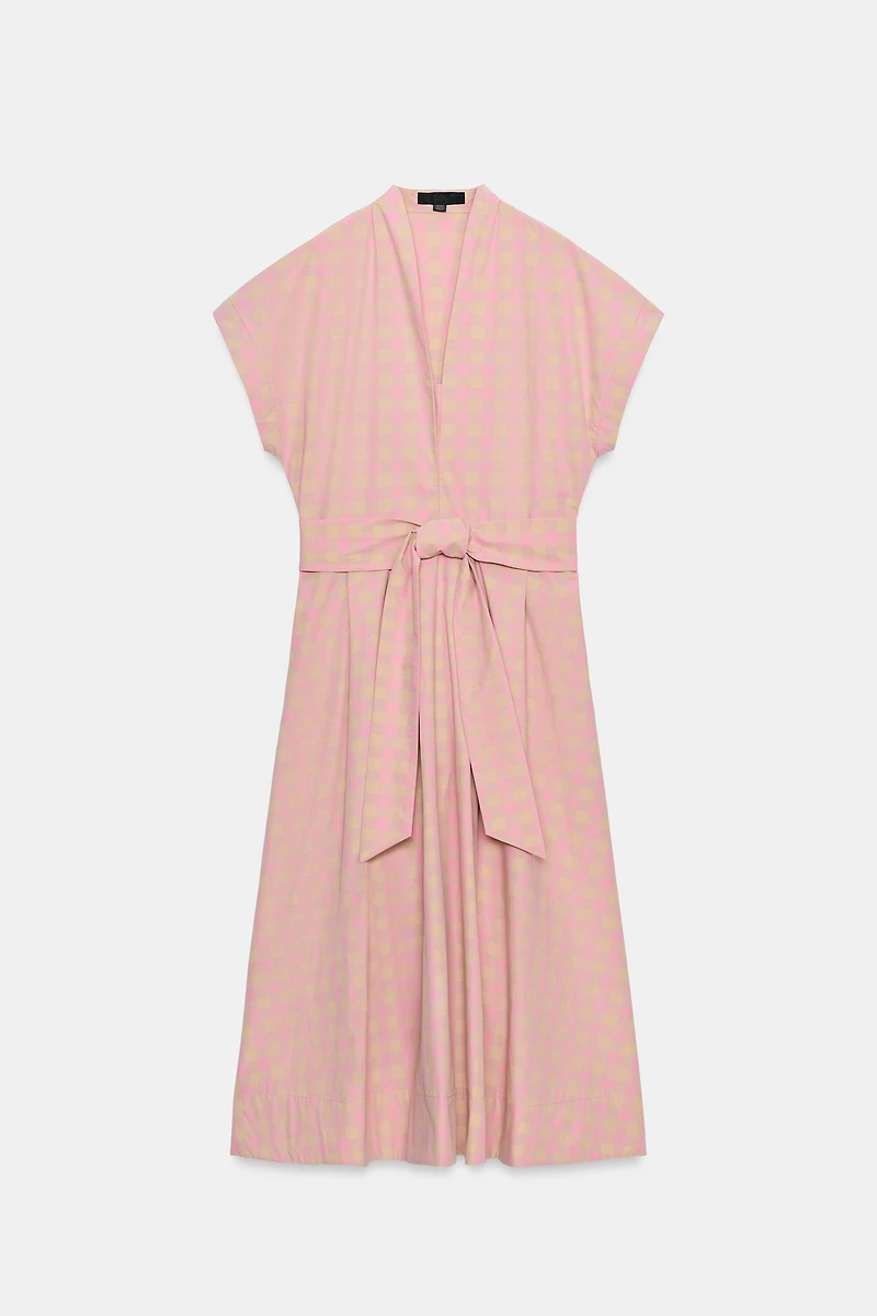 ROBE EN POPELINE À CARREAUX ZW COLLECTION