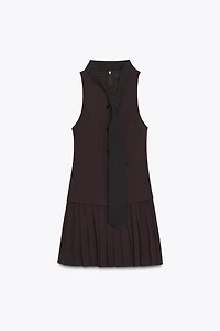 TIE PLEATED SHORT DRESS