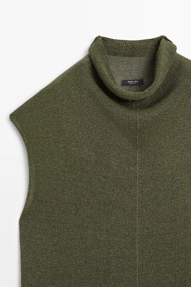 Draped high neck knit top