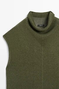 Draped high neck knit top