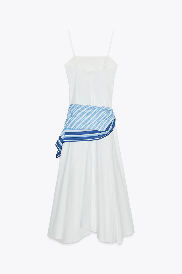 navy blue dress for baby girl ZARA NEW WOMAN MIDI ASYMMETRIC LINEN-BLEND KNIT DRESS STRIPED S,M,L 3859/101