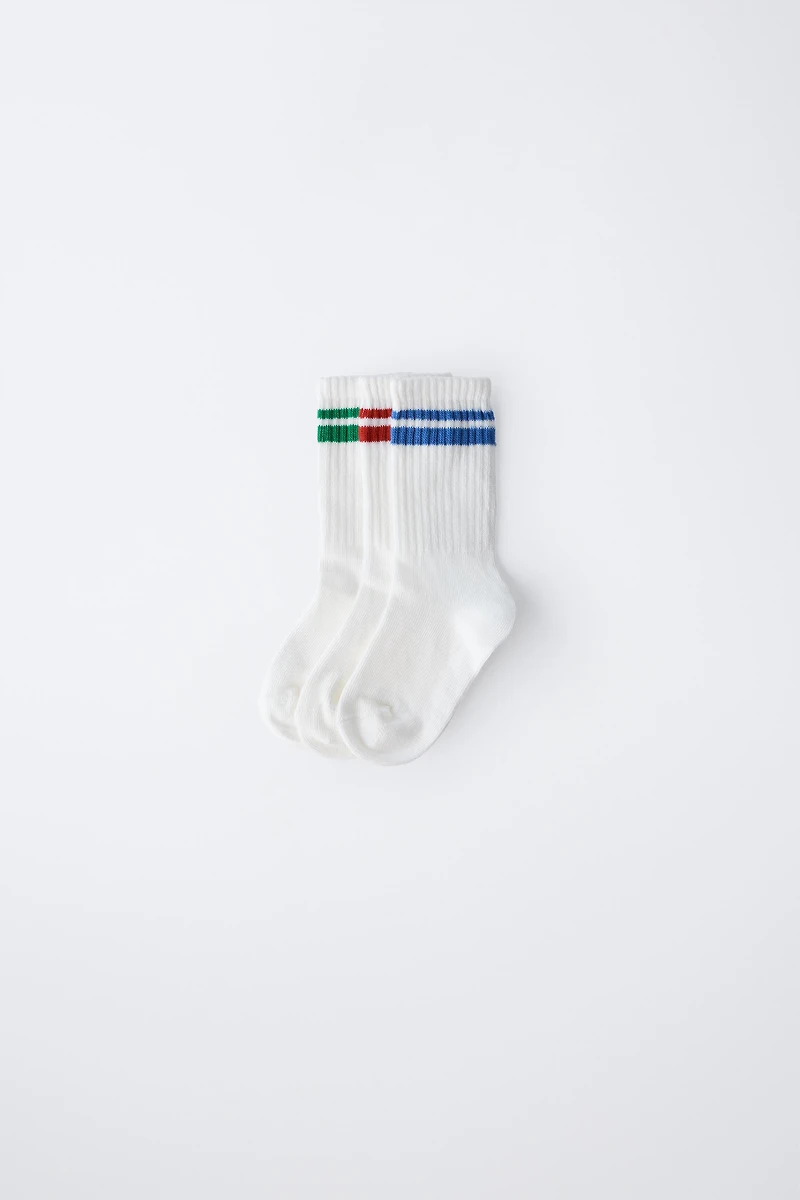 THREE-PACK OF STRIPED LONG SOCKS