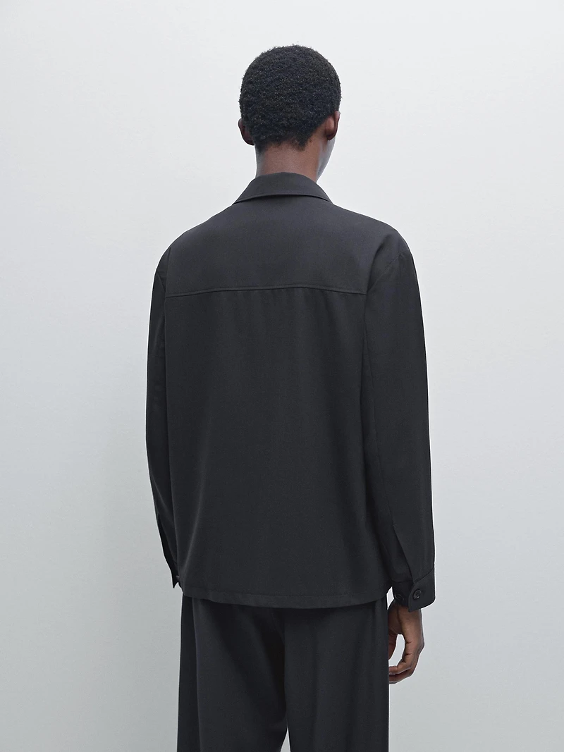 Cool wool blend zipped overshirt
