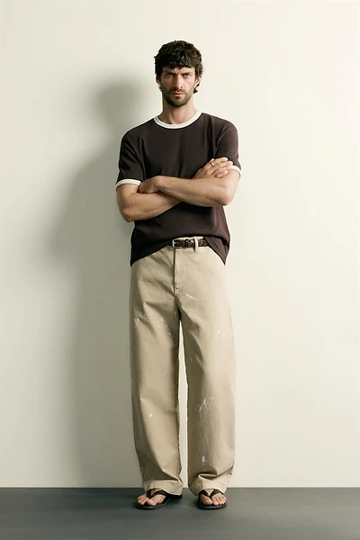 BASIC CONTRAST RIB T-SHIRT