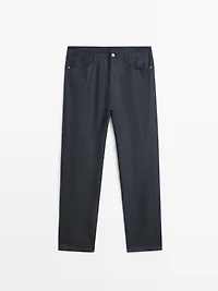 Cotton and linen five-pocket trousers