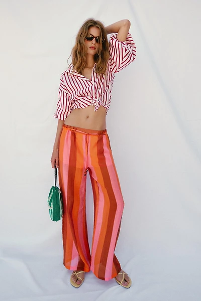 PANTALON LARGE À RAYURES