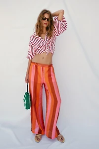 PANTALON LARGE À RAYURES