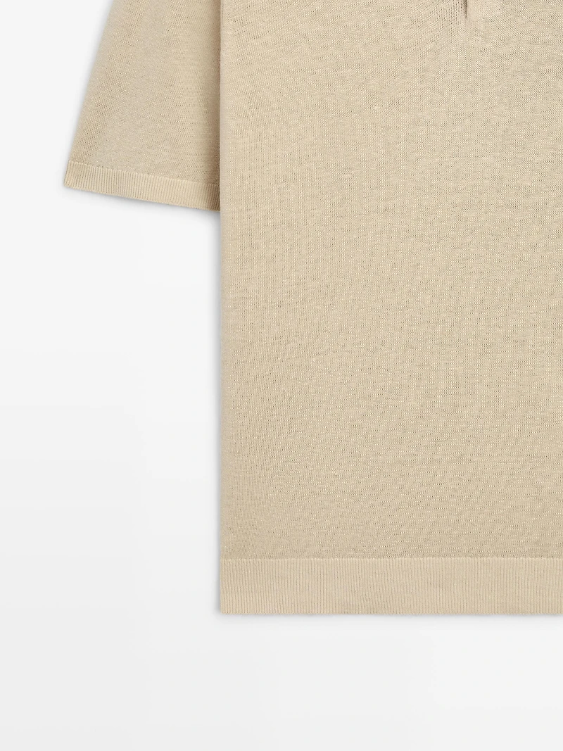 Linen knit polo sweater
