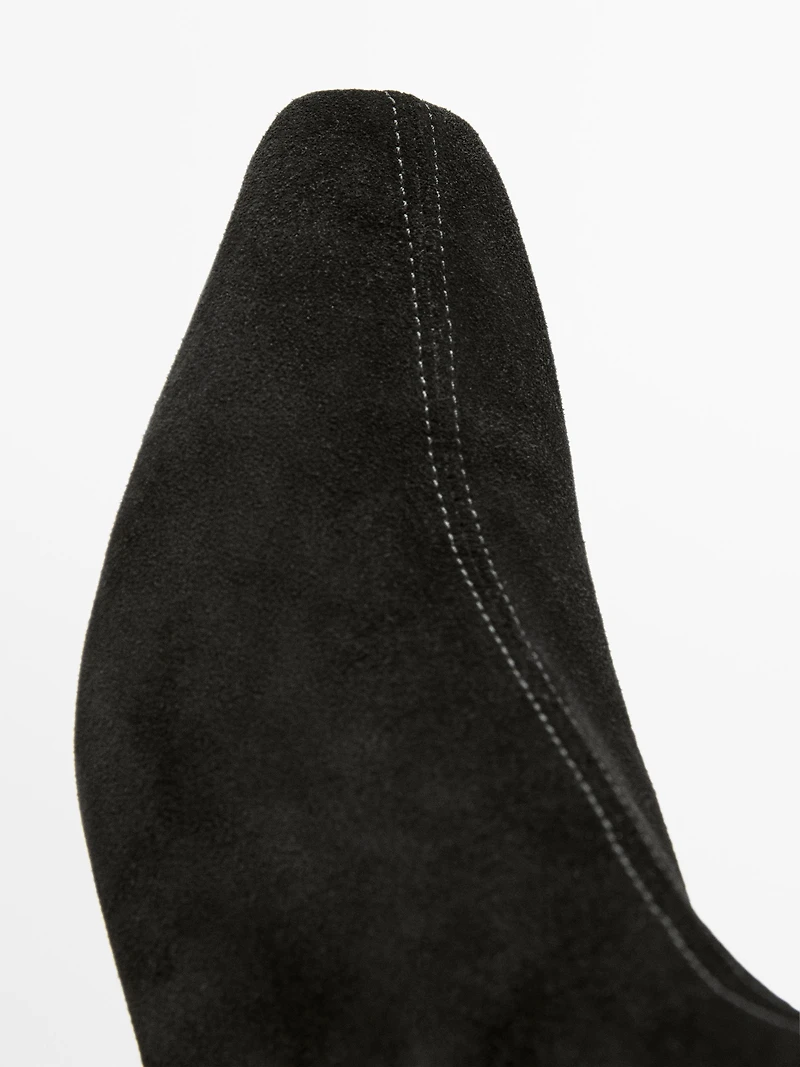 Split leather wedge ankle boots