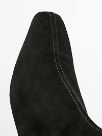 Split leather wedge ankle boots