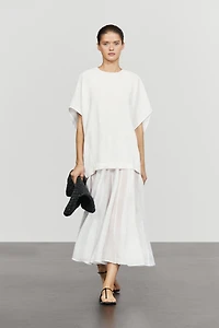 Combined linen-blend dress