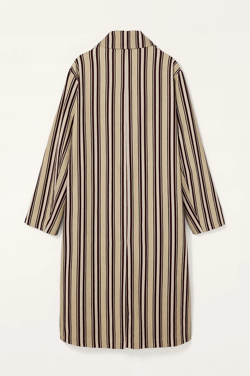 LIMITED EDITION STRIPED COTTON - LINEN TRENCH COAT