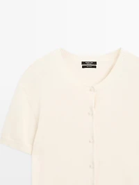Cotton short sleeve knit cardigan