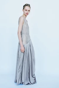 ROBE LONGUE BIMATIÈRE DRAPÉE À VOLUME