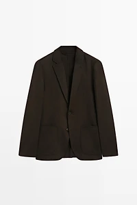 Double-layer wool blend blazer