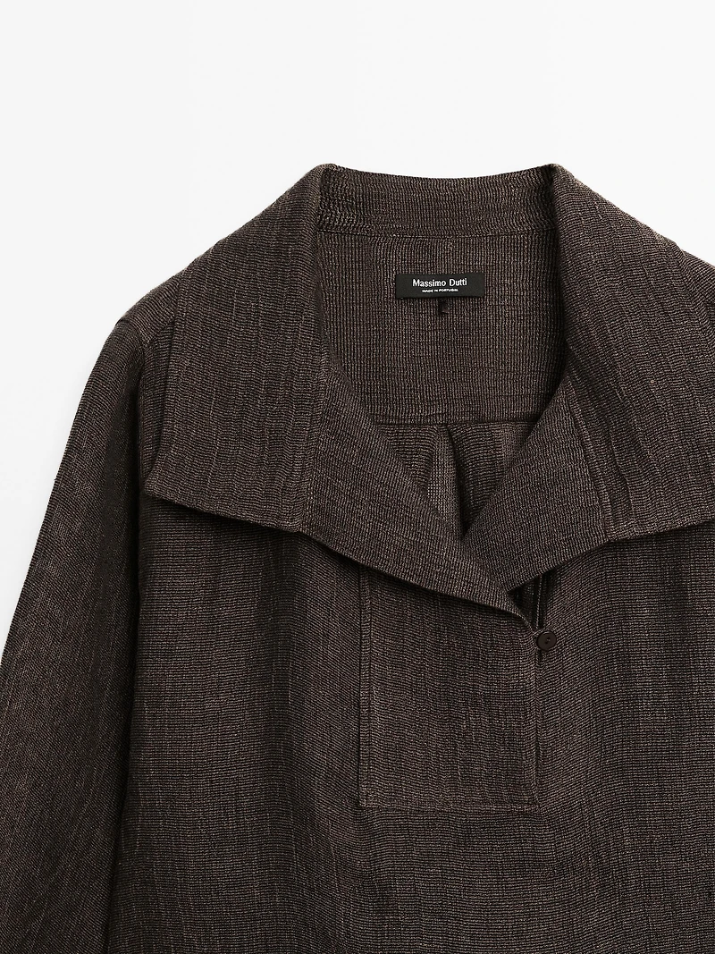 Blouse avec plastron 100 % lin