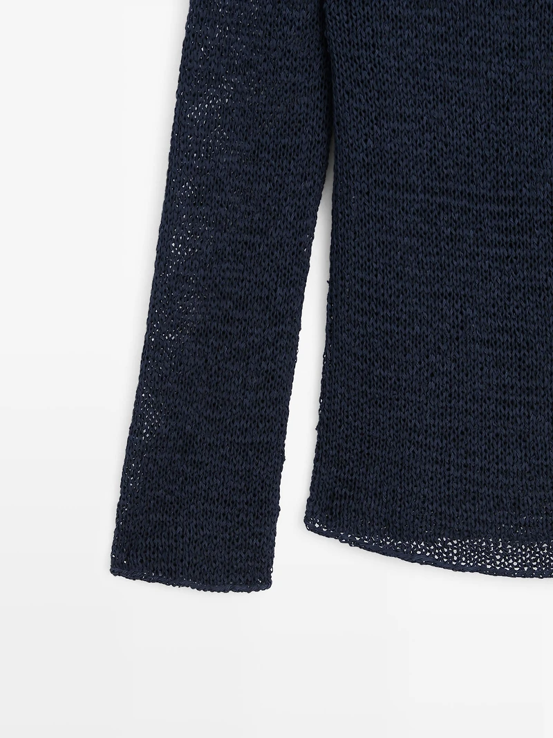 Pull en maille col bateau coton mélang