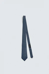 CRAVATE 100% SOIE JACQUARD GÉOMÉTRIQUE