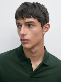 Long sleeve mercerised cotton piqué polo shirt