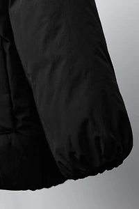 DOUBLE-BREASTED HOODED COAT WITH BOWS