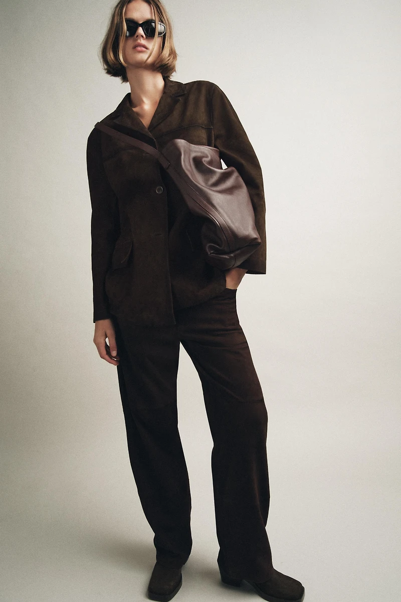 100% SUEDE LEATHER BLAZER ZW COLLECTION LIMITED EDITION
