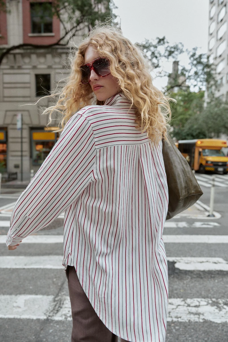 CHEMISE OVERSIZE EN POPELINE RAYÉE