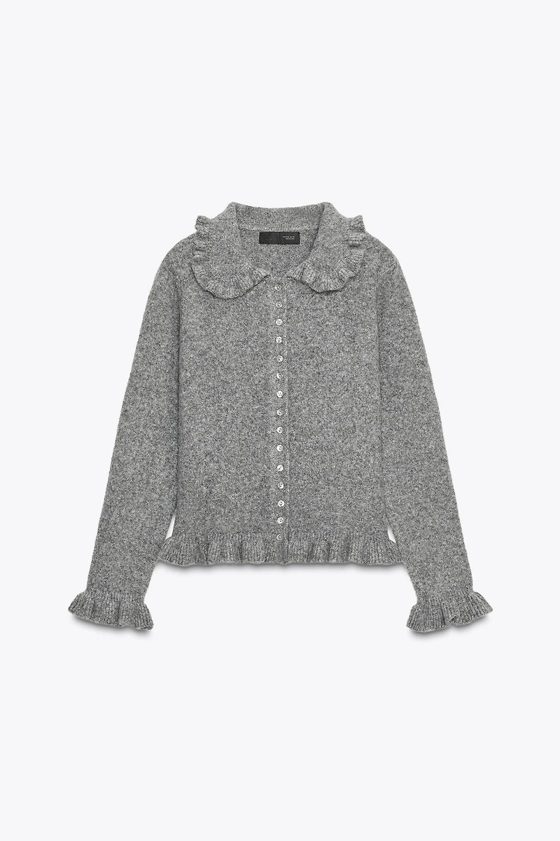 RUFFLED KNIT CARDIGAN