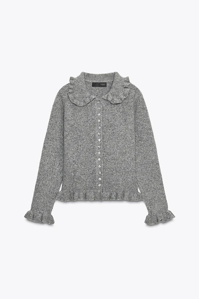 RUFFLED KNIT CARDIGAN