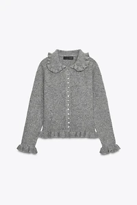 RUFFLED KNIT CARDIGAN