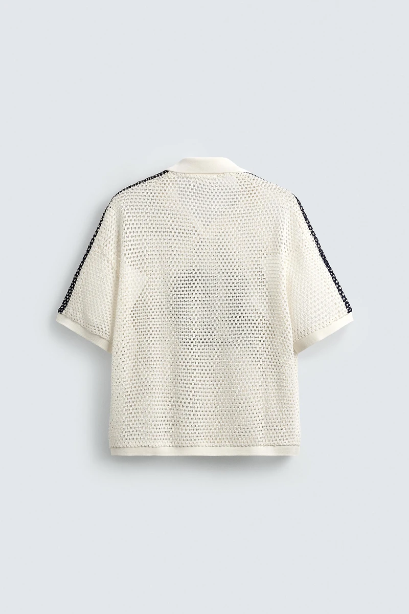 RETRO SOCCER OPEN WEAVE POLO SHIRT