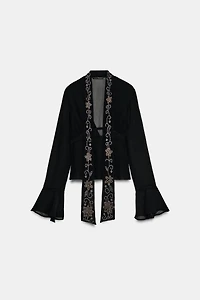 EMBROIDERED FOULARD GEORGETTE SHIRT
