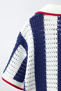STRIPED KNIT POLO SHIRT