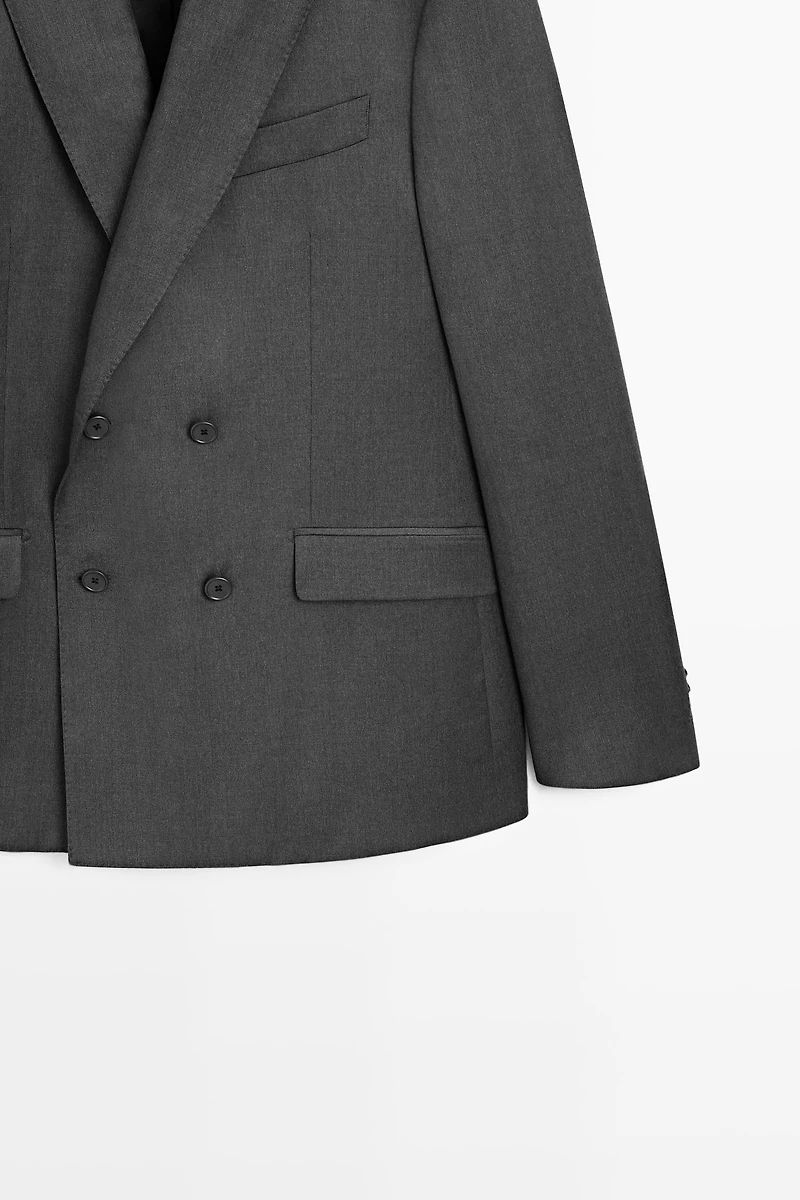 100% cool wool double-breasted suit blazer