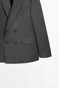 100% cool wool double-breasted suit blazer