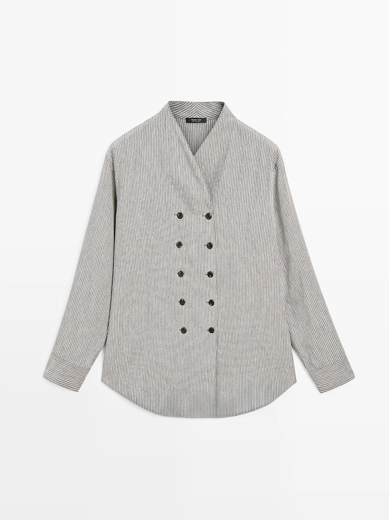 Striped flowing shirt with button details