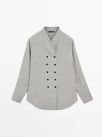 Striped flowing shirt with button details