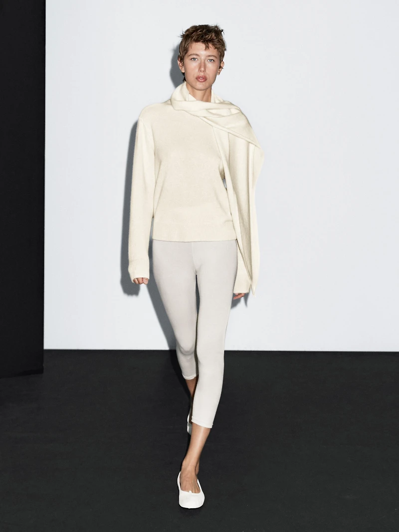 100% cashmere scarf neck sweater