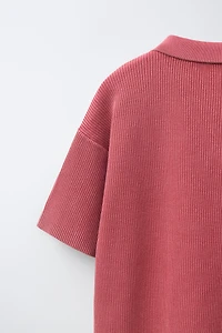 ACID WASH RIBBED POLO SHIRT