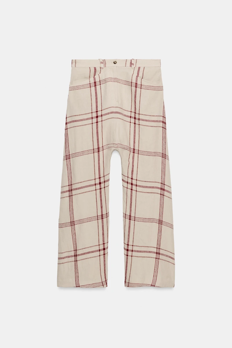 PANTALON BAGGY À CARREAUX LIN ZW COLLECTION