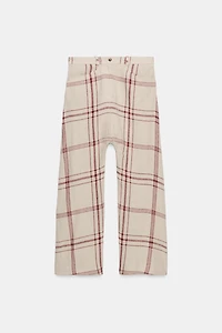 PANTALON BAGGY À CARREAUX LIN ZW COLLECTION