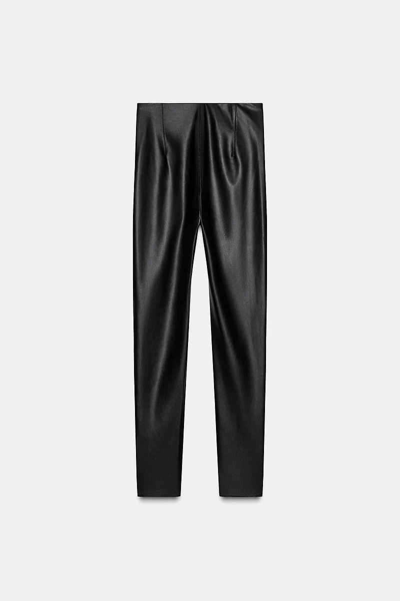 FAUX LEATHER HIGH-WAISTED LEGGINGS